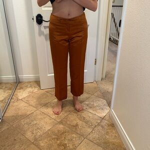Womens straight cropped burnt orange pants